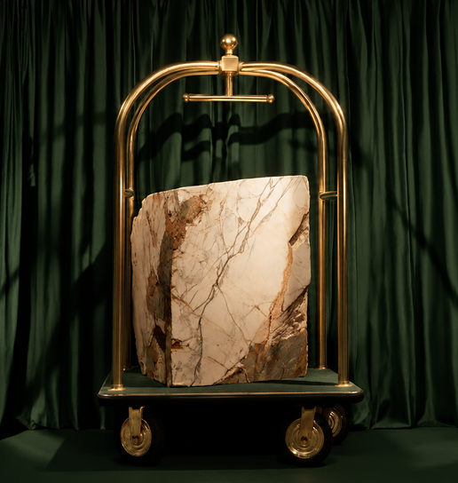 Marble on brass trolley