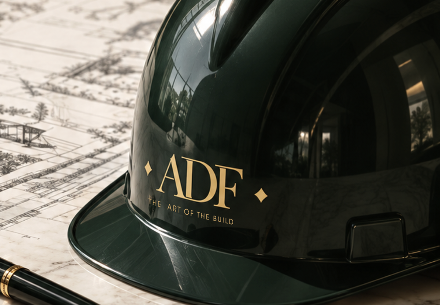 ADF hard hat on plans