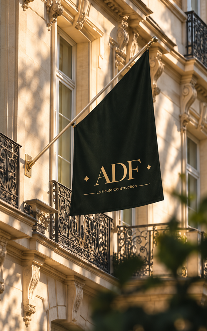ADF flag on a Parisian facade